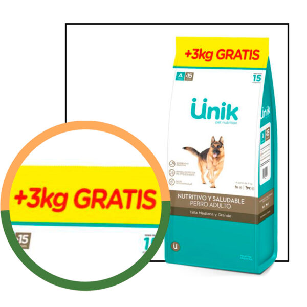 Unik Perro Adulto Med/Gran Por 15Kg+2Kg de regalo